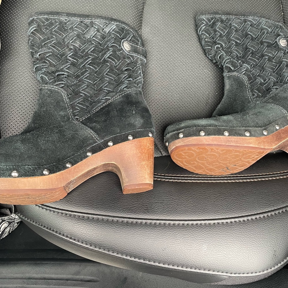 UGG Black Suede Women's Clogs - Picture 2 of 6